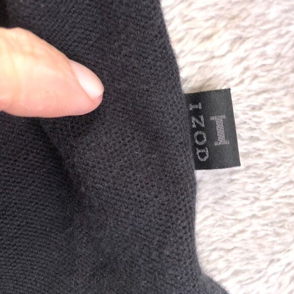 Izod Mens Double Pique Rugby Polo Shirt Medium Black Long Sleeve Classic Casual - Picture 7 of 11